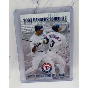 2003 Texas Rangers Alex Rodriguez Pocket Schedule Southwest